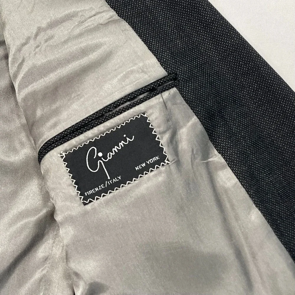 Gianni‎ 100% Wool Blazer Suit Jacket Mens 44 Black 2-Button Sport Coat